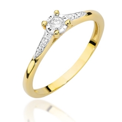 Pierścionek z Diamentami 0,11ct ze złota próby 585. W-0466